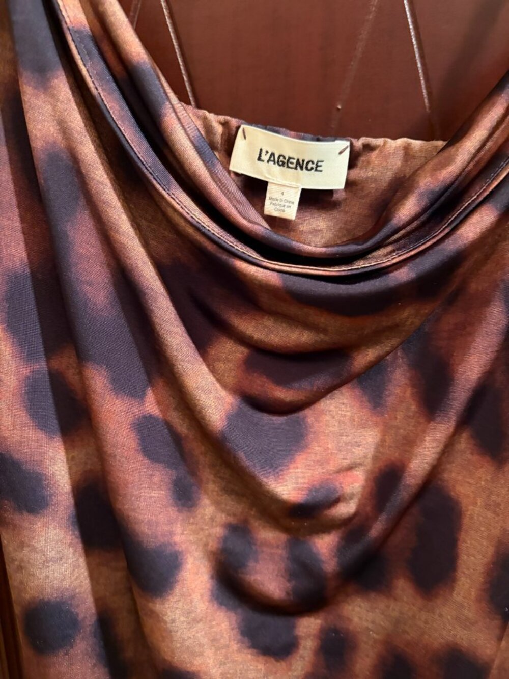 L'AGENCE Leopard Print Cowl Neck Maxi Slip Dress Size M - Picture 3 of 4